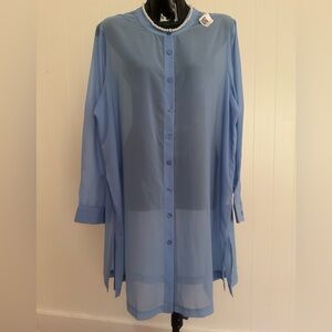 Jessica London Light Blue Sheer Blouse